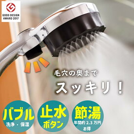 【ふるさと納税】マイクロナノバブル シャワーヘッド「バブリーミスティ2.0（クロム）」ストップボタン有 [No.911] ／ SH23M 水生活製作所 ファインバブル MIZSEIミスト 一時止水機能付き 節水 浴室 日本製 送料無料 岐阜県