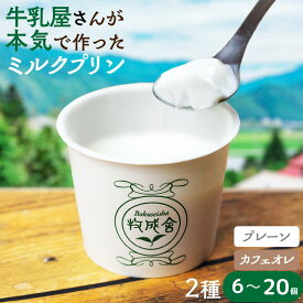 【ふるさと納税】【2週間以内に発送】牛乳屋さんのつくるミルクの自然なおいしさを詰め込んだ濃厚ミルクプリン2種 20個 6個 お試し プレーン カフェオレ お菓子 スイーツ 洋菓子 寒天 冷凍発送 卵不使用 生クリーム不使用 チーズ・乳製品セット 食べ比べ 牧成舎 [Q2664]