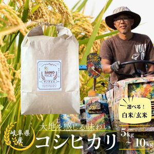 【ふるさと納税】選べる コシヒカリ 5kg10kg 白米 玄米 令和7年産 新米 無農薬栽培 無化学肥料栽培 サノライス こしひかり 米 5キロ 10キロ ライス お米 こめ 玄米 米 精米 白米 コメ 2025 飛騨市 [