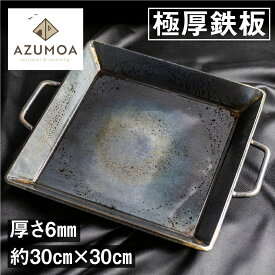 【ふるさと納税】【AZUMOA -outdoor & camping-】 極厚鉄板（SS400深型） 厚さ6mm 常温 スキレット フライパン バーベキュー ギア キャンプ キャンプ用品 アウトドア 鍋 スキレット キッチン ガス火 IH 焚火 取手付き 受注生産 職人 こだわり 30cm 時間指定[Q1706]