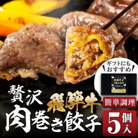 【ふるさと納税】【年内発送】贅沢！飛騨牛 肉巻餃子 5個 餃子 ぎょうざ ギョウザ 飛騨牛 a5 赤身 もも モモ 肉 スライス 和牛 黒毛和牛 国産 冷凍 総菜 ごはん 晩酌 のお供に お取り寄せ オリジナル 冷凍 [mt1826] 15000円 12月 年内 年内配送