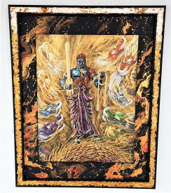 【ふるさと納税】現代水墨画家 白道 直筆作品 「青不動明王 と 八大龍王」｜絵画 アート インテリア 手描き 一筆 龍 日本画 現代アート ハンドメイド作品 水墨画 かっこいい 作品 縁起 風水 芸術 [mt1651]