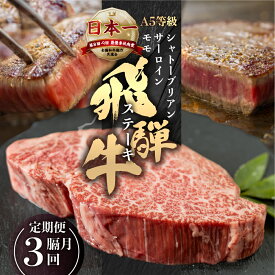 【ふるさと納税】[A5等級] 飛騨牛 ステーキ 3回 隔月 定期便 | ヒレ フィレ シャトーブリアン サーロイン モモ 赤身 霜降り 牛肉 肉 和牛 牛肉 肉 冷凍 焼肉 ステーキ 定期便 肉 お楽しみ 定期便 牛肉本巣市 トキノ屋 食品 ［mt435］80000円 8万円