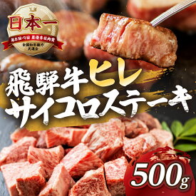 【ふるさと納税】[A5等級] 飛騨牛 ヒレ サイコロステーキ 500g | ヒレ フィレ 牛肉 肉 和牛 牛肉 肉 冷凍 焼肉 ステーキ 着日指定 すぐ届く 本巣市 トキノ屋 食品 [mt428] 54000円