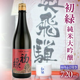 【ふるさと納税】 初緑 純米大吟醸 720ml（レトロラベルA）おちょこ付 日本酒 純米大吟醸 山田錦 おちょこ 奥飛騨酒造 下呂温泉 おすすめ 贈答品 贈り物 プレゼント ギフト お中元 父の日 母の日 敬老の日 成人の日 成人式 18000円 岐阜県 下呂市