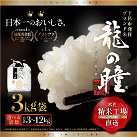 【ふるさと納税】【2023年産米】3kg袋　3kg×1(計 3kg) / 3k×2 (計 6kg) / 3kg×4 (計12kg）飛騨産・龍の瞳 (いのちの壱) 株式会社龍の瞳直送 米 令和5年産 精米 3kg 6kg 12kgりゅうのひとみ 下呂温泉 高級 ギフト 贈り物 16000円 28000円　53000円 岐阜県 下呂市