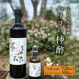【ふるさと納税】ハリヨの柿酢生搾り（720＆100）　【調味料】