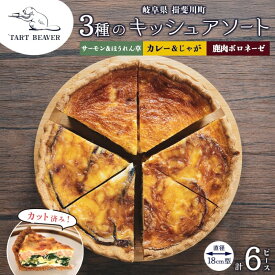 【ふるさと納税】3種の キッシュ アソート 各2ピース 計6ピース セット サーモン ほうれん草 カレー 鹿肉 ボロネーゼ 冷凍 総菜 お取り寄せ 詰め合わせ 贈り物 冷凍 食べ比べ 送料無料 TARTBEAVER 岐阜県 揖斐川町
