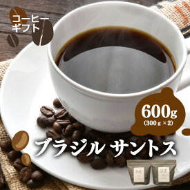【ふるさと納税】岐阜県北方町産 ブラジルサントス コーヒー 豆 600g (300gx2)