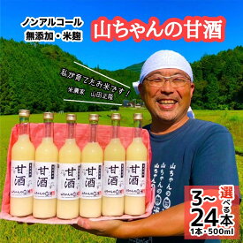 【ふるさと納税】 甘酒 山ちゃんの甘酒 500ml 3本 6本 12本 24本 セット 米麹 無添加 砂糖不使用 ノンアルコール 米 発酵 お米農家 米生産者 米粒食感 山ちゃん 飲む点滴 健康 美肌 安心 安全 送料無料 y16-310