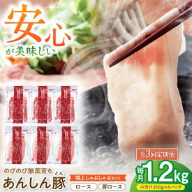 【ふるさと納税】【3回定期便】あんしん豚 特上しゃぶしゃぶセット 豚肉 ロース 国産 白川町 / 藤井ファーム[AWAF010]