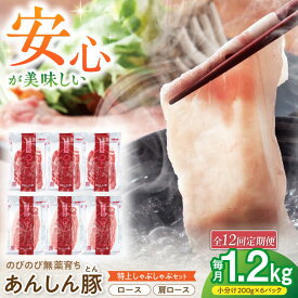 【ふるさと納税】【12回定期便】あんしん豚 特上しゃぶしゃぶセット 豚肉 ロース 国産 白川町 / 藤井ファーム[AWAF012]