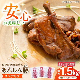 【ふるさと納税】【12回定期便】あんしん豚 スペアリブ 1.5kg 豚肉 小分け 国産 白川町 / 藤井ファーム[AWAF018]