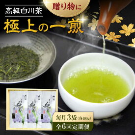 【ふるさと納税】【6回定期便】本格 高級茶セット 100g×3袋 化粧箱入り お茶 煎茶 白川茶 茶葉 ギフト 白川町 / 菊之園[AWAG010]