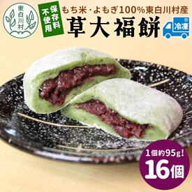 【ふるさと納税】草大福餅 16個 (1つ約95g) 冷凍 手作り 保存料不使用 草餅 草大福餅 よもぎ 蓬餅 ヨモギ 蓬 あんこ つぶあん 粒あん 北海道産 小豆 あずき 大福 餅 もち 餅米 もち米 和菓子 個包装 スイーツ 和スイーツ お菓子 おかし おやつ 東白川村 10000円 一万円