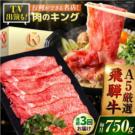 【ふるさと納税】【3回定期】 A5等級 特選飛騨牛すきやき用(ロース750g)　/ 飛騨牛 ブランド牛 A5 すき焼き すきやき すき焼き用牛肉 肉 すき焼き肉 牛肉 ロース 鍋 A5ランク 定期便 / 岐阜県 御嵩町 / 肉のキング [AVAG005]