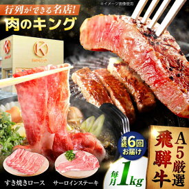 【ふるさと納税】【6回定期】特選飛騨牛ステーキ&すきやき用(1kgセット) / 飛騨牛 ブランド牛 A5 すき焼き すきやき サーロイン ステーキ ステーキ肉すき焼き用牛肉 肉 すき焼き肉 牛肉 ロース 鍋 A5ランク 定期便 / 岐阜県 御嵩町 / 肉のキング [AVAG012]