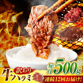 【ふるさと納税】【12回定期便】【訳あり】味付けハラミ 500g(250g×2パック) / ハラミ 牛肉 焼肉 / 御嵩町 / 馬力家[AVBO041]