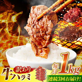 【ふるさと納税】【3回定期便】【訳あり】味付けハラミ 1kg(250g×4パック) / ハラミ 牛肉 焼肉 / 御嵩町 / 馬力家[AVBO042]