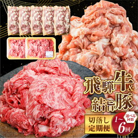 【ふるさと納税】お届け回数が選べる 訳あり 飛騨牛 切落し400g×2パック 結旨豚 切り落とし 300g×5袋 全部 小分け 定期便 1回〜全6回 計約2.3kg 白川郷 もも ウデ バラ ミックス 定期配送 牛肉 豚肉 お肉 国産 白川村 真空パック 小分け こま切れ ブランド豚 冷凍 [S824]
