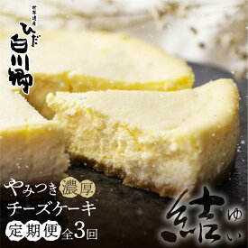 【ふるさと納税】定期便 3回お届け やみつき濃厚チーズケーキ『結』5号 直径15cm 400g 白川郷 お土産 ベイクドチーズケーキ 手作り スイーツ 手土産 お菓子 お取り寄せ チーズケーキ ホールケーキ 簡易包装 訳あり 訳アリ 36000円 [S733]