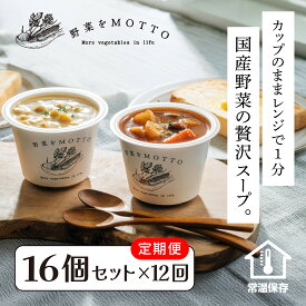 【ふるさと納税】【定期便 3回・6回・12回】レンジで1分 野菜をMOTTO スープ 16個 セット レトルト インスタント 国産 ダイエット ベジMOTTOスープ 具だくさん 時短 手軽