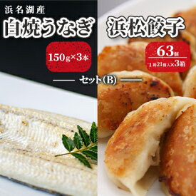 【ふるさと納税】浜名湖産 白焼 うなぎ 150g×3本・浜松餃子 63個（21個×3箱）セット（B）【配送不可：離島】 鰻 餃子 ぎょうざ 惣菜 冷凍 浜松　【うなぎ・鰻・加工品・惣菜・冷凍】