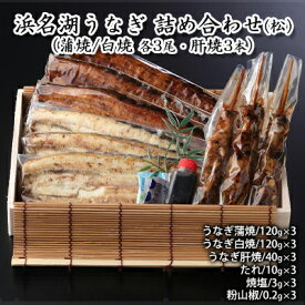 【ふるさと納税】浜名湖うなぎ 詰め合わせ（松）（蒲焼/白焼 各3尾・肝焼3本）【配送不可：離島】 養殖 浜松 職人 熟練 手焼き こだわり 秘伝のタレ 深み 滋味 電子レンジ パワーフード セット