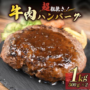 【ふるさと納税】 ハンバーグ 粗挽き 500g×2個 計1kg 牛肉 100% パーティー BBQ 戸田塩 寿太郎みかん お麩 イチバンバーグ ギフト 冷凍 惣菜 肉料理 ジューシー オニオンソース おかず 簡単調理