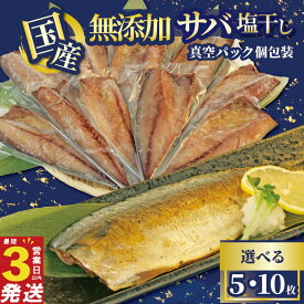 【ふるさと納税】 さば 干物 5~10枚 国産 無添加 サバ 塩干し 真空パック 個包装 焼くだけ 簡単調理 3営業日 以内 スピード発送 鯖 ギフト 贈答用 ひもの 惣菜 おかず 静岡 沼津