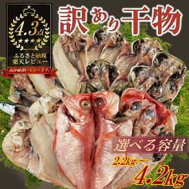 【ふるさと納税】 訳あり 干物 おまかせ 選べる容量 約2.2kg～3.4kg～4.2kg 詰め合わせ すずひで あじ ほっけ 金目鯛 かます さんま 赤魚 いわし 甘鯛 魚種 枚数 指定不可 選べる 海鮮 魚 人気 ランキング 冷凍