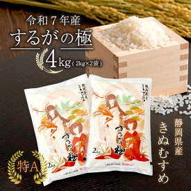 【ふるさと納税】 【令和7年産米】 するがの極 4kg 2kg × 2袋 特A ラブライブ！サンシャイン!! デザイン 米 こめ お米 白米 精米 JA ブランド米 きぬむすめ 沼津 静岡 静岡県産