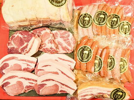 【ふるさと納税】豚肉　ハム　ソーセージ　詰め合わせ　ロースステーキ厚切8枚　ロースハムブロック　ベーコンブロック　ソーセージ24本　ギフト　贈答　ブランド豚　「ルイビ豚　「宮」セット」　送料無料 静岡県 富士宮市