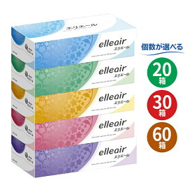 【ふるさと納税】エリエール ティシュー 180組 【個数が選べる：20箱・30箱・60箱】　ティッシュ ティッシュペーパー ボックスティッシュ パルプ100% 日用品 消耗品 ふるさと納税 ふるさと 送料無料 静岡県 富士宮市