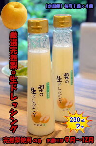 W04【ふるさと納税】【定期便 全4回】梨の生ドレッシング(230ml) 2本セット 毎月1回×4回 ギフト 無添加 父の日 母の日 お中元 お歳暮 ご褒美 日本製 手作り 国産 お土産 サラダ 野菜 フルーツ、