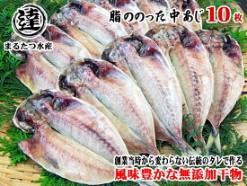 【ふるさと納税】創業32年 自社工場 製造直売 完全無添加 伊豆・丸達水産 脂ののった中あじ ひもの10枚セット