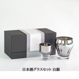 【ふるさと納税】Jewelry・Glass／日本酒グラスセット 白銀 【ガラス 強化ガラス チタン】　【 食器 キッチン用品 2個 職人 手仕事 機能 造形美 ペア マイルド 深み 香り 香気 風味 甘味 際立たせる お酒 】