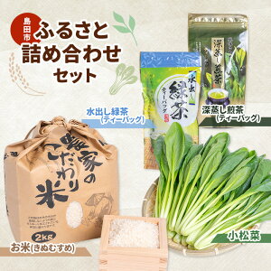 【ふるさと納税】小松菜 お茶 お米(きぬむすめ) 詰め合わせ セット1 野菜 やさい こまつな 旬 国産 茶 緑茶 煎茶 水出し 米 こめ コメ 産地直送 詰合せ 静岡県 島田市 お届け:2025年11月1日