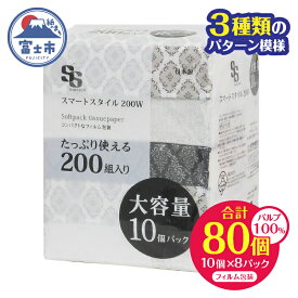 【ふるさと納税】 大容量 コンパクト ソフトパック ティッシュ スマートスタイル 200W10P フィルム包装 省スペース 箱なし シック 安心 日本製 100％パルプ 日用品 生活用品 防災 備蓄 富士市 [sf002-344]