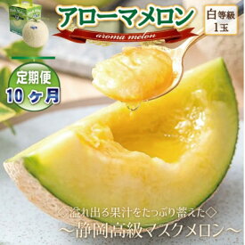 【ふるさと納税】【毎月定期便】アローマメロン1玉(約1.0kg以上/玉)【静岡高級マスクメロン】　全10回【配送不可地域：離島・北海道・沖縄県】【4071900】