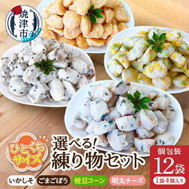 【ふるさと納税】 【選べる種類】 練り物 おつまみ 計12袋 4個入り ひとくちサイズ いかしそ ごまごぼう 枝豆コーン 明太チーズ セット 個包装 小分け お弁当 おやつ 合成保存料不使用 オーブン調理 手軽サイズ 焼津 a11-170