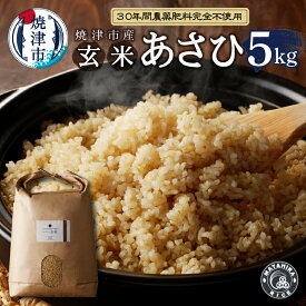 【ふるさと納税】 米 玄米 幻の米 あさひ 5kg 焼津 30年間 無農薬 無肥料 お米 玄米食 a21-040