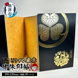 【ふるさと納税】 御朱印帳 大河 ドラマ どうする家康 期間限定 金潜紙 大判サイズ 1冊 両面46ページ 高級仕様 蛇腹式 黒 金箔押し 神社 仏閣 巡り 徳川家康 戦国 武将 焼津 a13-067