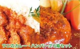 【ふるさと納税】 レトルト カレー ハンバーグ セット 各3食 焼津 動物園 イズー ワニ肉 クロコダイル リッチ タイ産 シャムワニ肉 湯せん a13-008