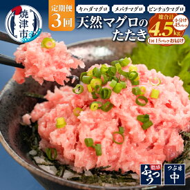 【ふるさと納税】 定期便 3回 ネギトロ まぐろ 天然 約100g×15袋 魚 冷凍 焼津 小分け パック a36-012