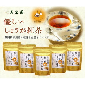 【ふるさと納税】優しいしょうが紅茶「ジンジャーティー」(紅茶、生姜、共に掛川産)ティーバッグ2g×13入り×5袋_ 紅茶 ジンジャーティー しょうが紅茶 生姜 ティーバッグ 静岡県産 静岡県 掛川市 国産 産直 産地直送 送料無料 【配送不可地域：離島・沖縄県】【1365356】