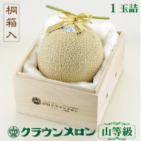 【ふるさと納税】【桐箱入り】クラウンメロン (山等級) 1玉 贈答にもおすすめ 【一年中食べられる!】【配送不可地域：離島・北海道・沖縄県】【1486620】