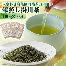 【ふるさと納税】天皇杯受賞茶園栽培茶2番茶仕上　深蒸し掛川茶100g×10袋_ お茶 煎茶 日本茶 二番茶 深蒸し 茶葉 静岡茶 掛川茶 静岡県 掛川市 送料無料 【配送不可地域：離島・沖縄県】【1303841】
