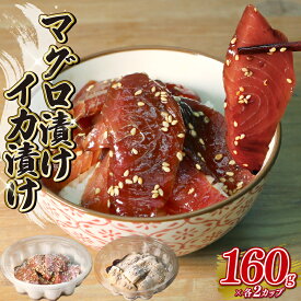 【ふるさと納税】 マグロ漬け イカ漬け 約160g×各2カップ 詰め合わせ 計 320g 冷凍 海鮮 刺身 おつまみ 丼 食べ比べ 惣菜 ごはんのおとも 海の幸 簡単調理 美味しい グルメ 贈り物 ギフト 魚介類 プレゼント 食品 藤枝市 静岡県