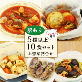 【ふるさと納税】 訳あり お惣菜 セット 5種以上 10食 セット レンジ お楽しみ 簡単調理 レトルト 詰合せ カンタンおかず 料理 冷凍 お弁当 おかず 洋食 和食 洋風 和風 魚介 シーフード ハンバーグ 魚 野菜 煮物 おつまみ 惣菜 時短 便利常備食 ストック 藤枝市 静岡県